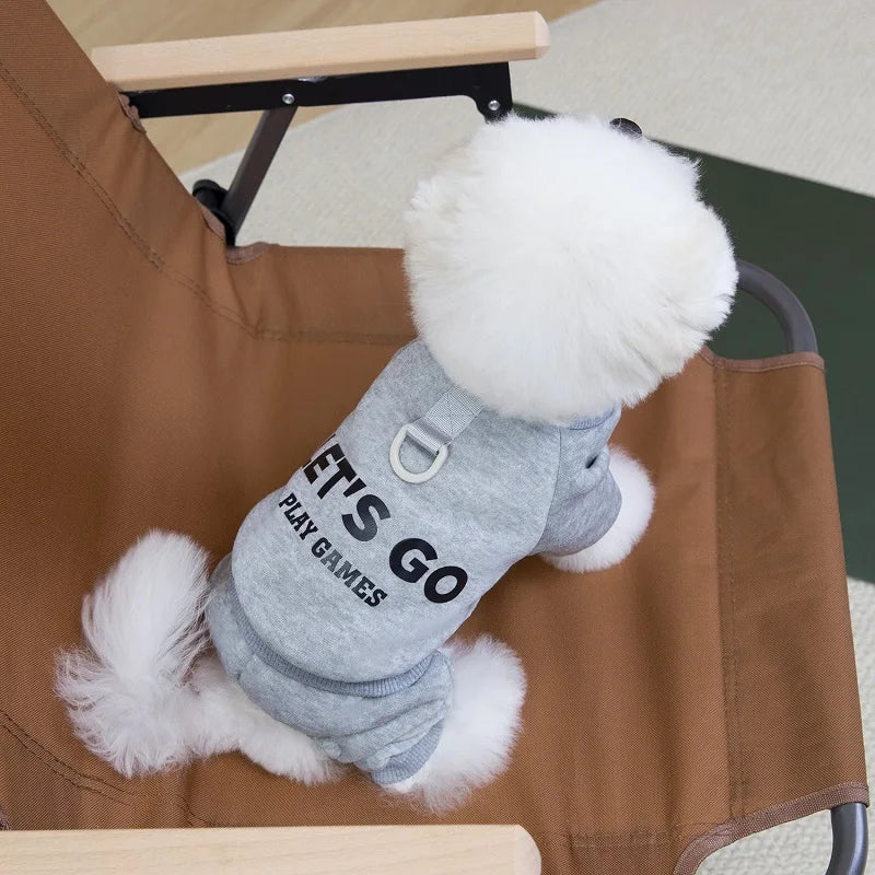 Lets go play games soft cotton jumpsuit for small dogs