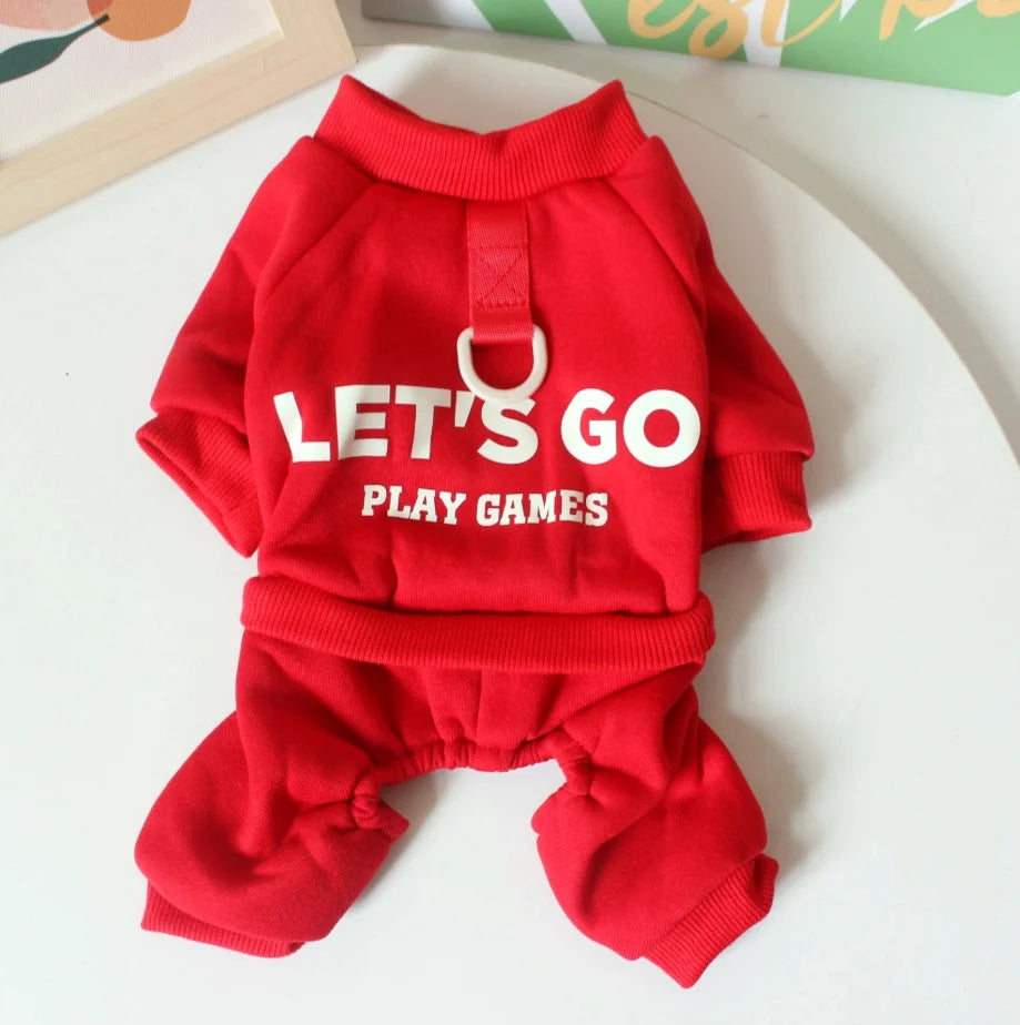 Lets go play games soft cotton jumpsuit for small dogs