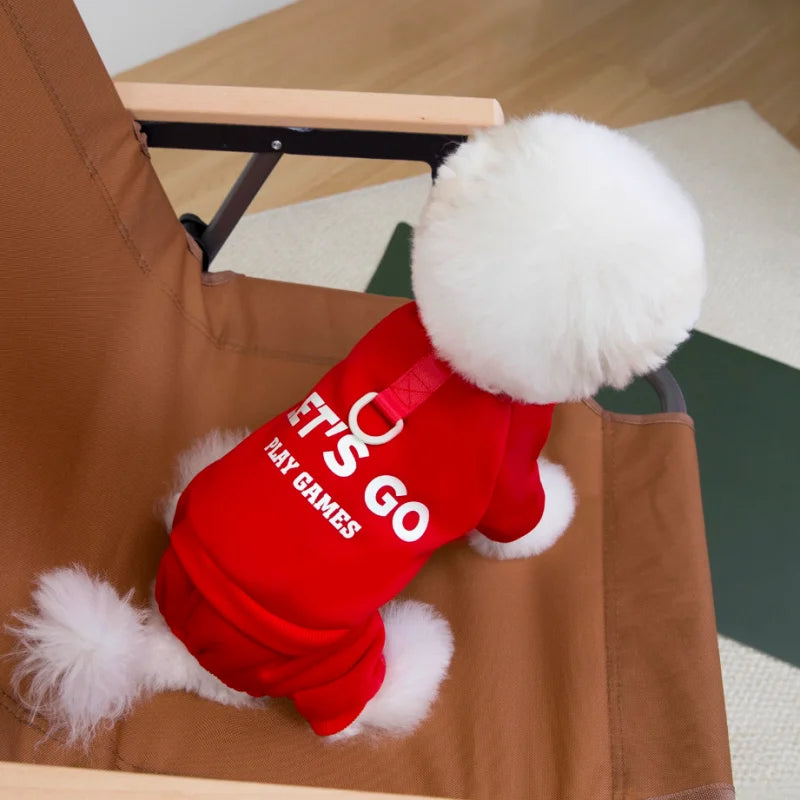 Lets go play games soft cotton jumpsuit for small dogs