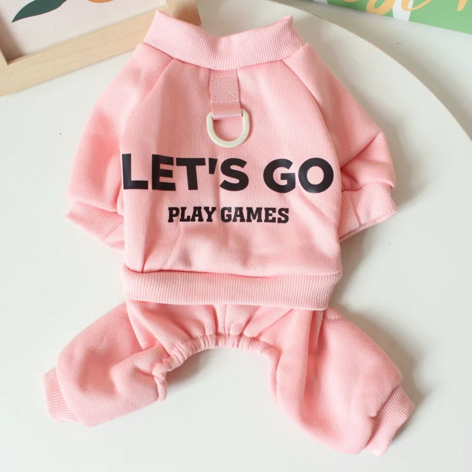 Lets go play games soft cotton jumpsuit for small dogs
