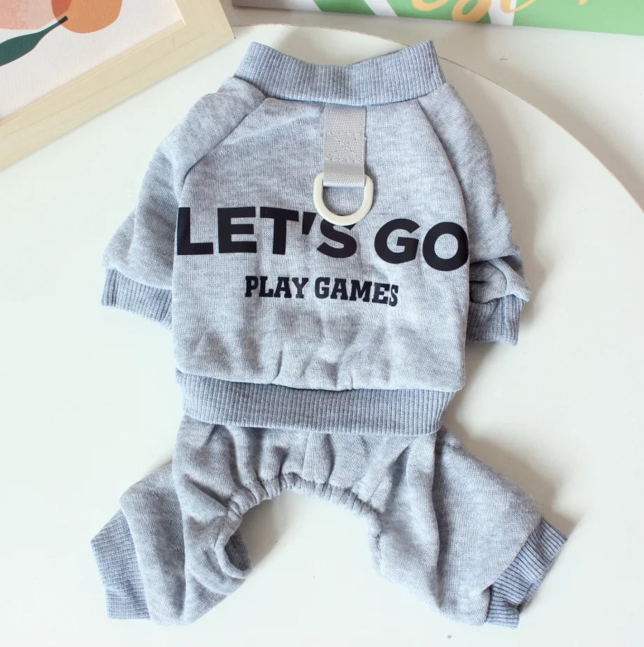 Lets go play games soft cotton jumpsuit for small dogs
