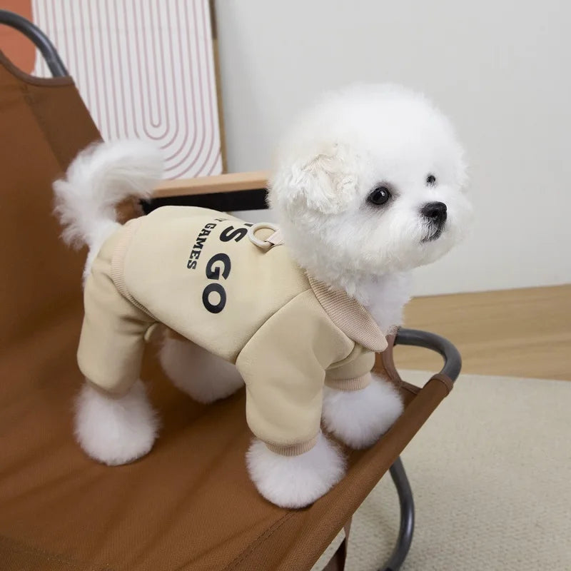 Lets go play games soft cotton jumpsuit for small dogs