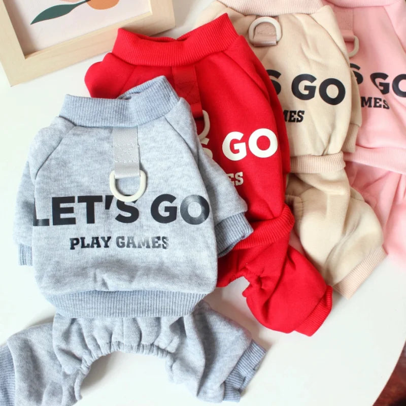 Lets go play games soft cotton jumpsuit for small dogs