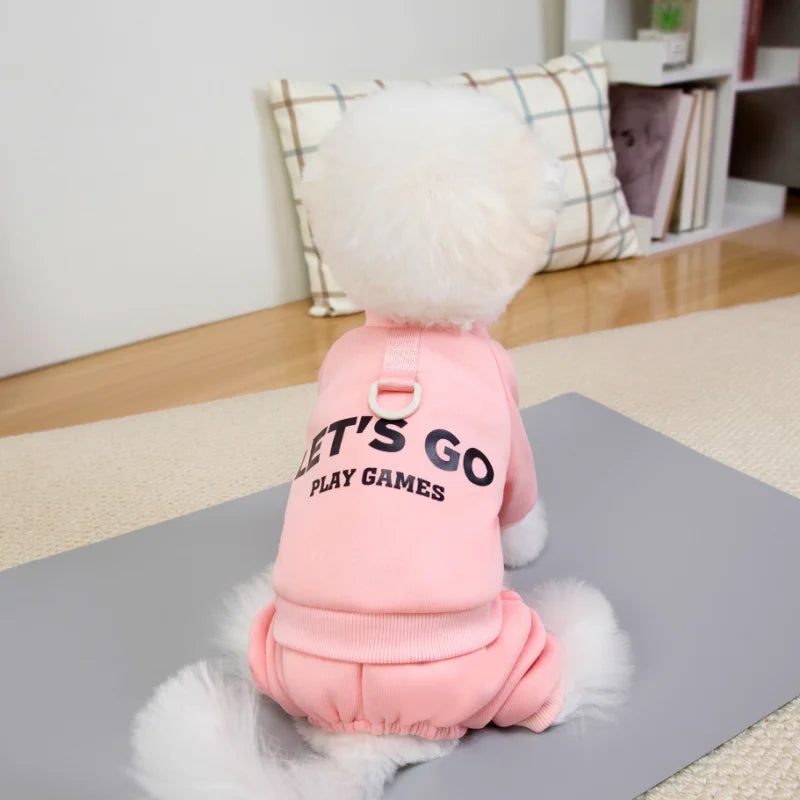 Lets go play games soft cotton jumpsuit for small dogs