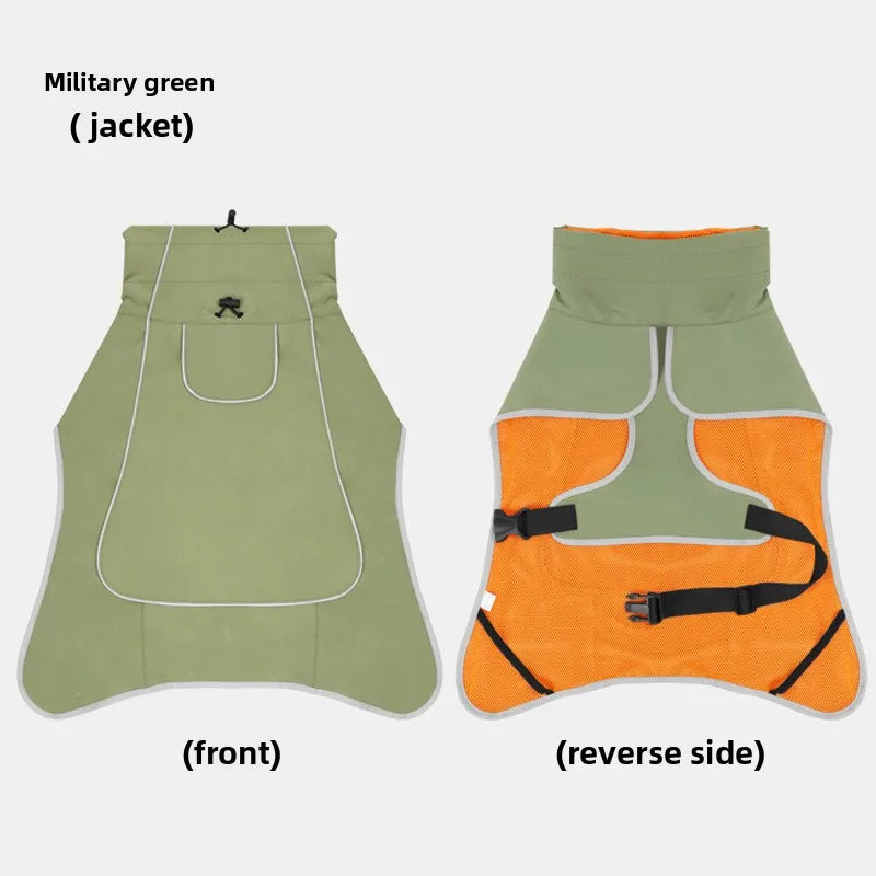 Waterproof outdoor jacket for large dogs