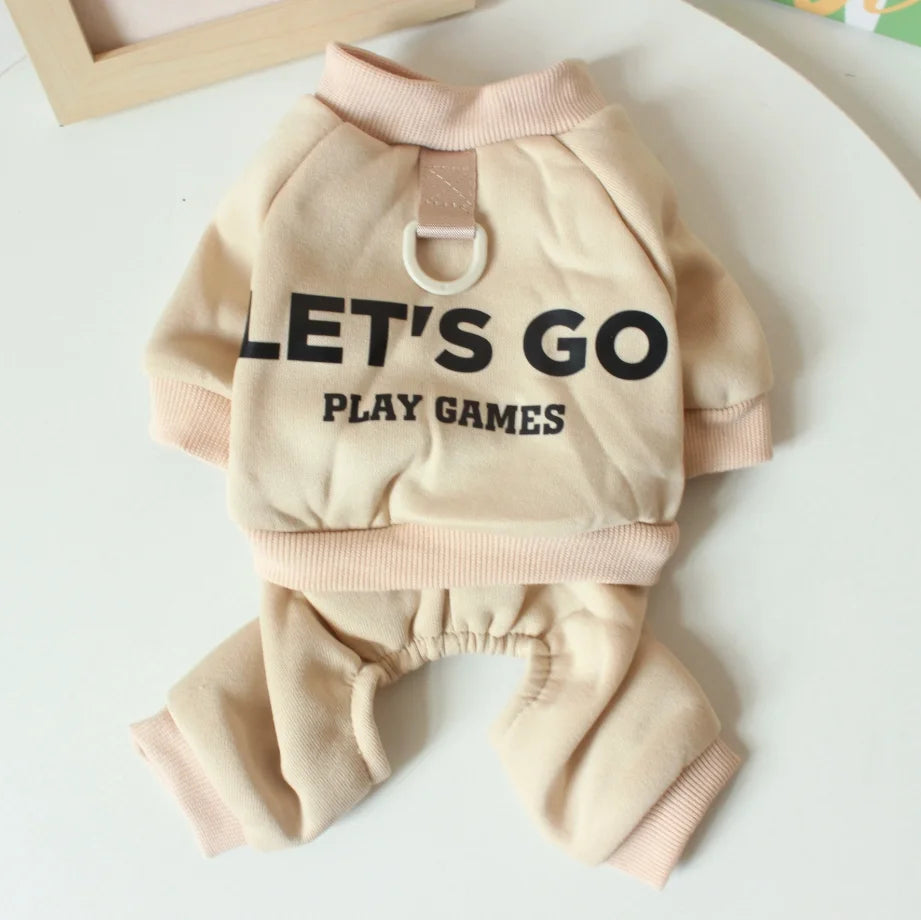 Lets go play games soft cotton jumpsuit for small dogs